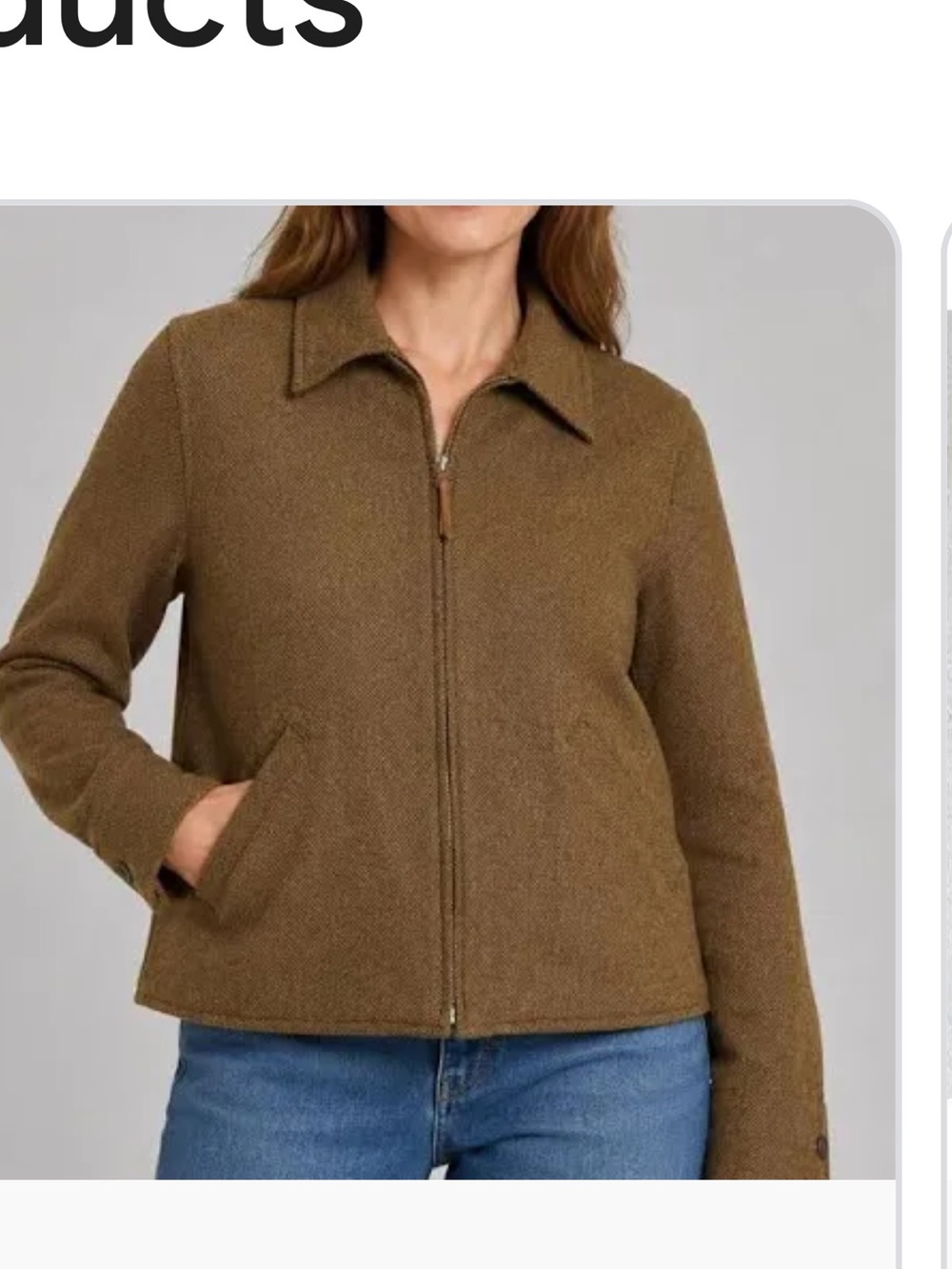 Lauren Ralph Lauren Tan Wool Zip Jacket large